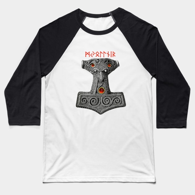 MJOLLNIR Hammer of the Thunder God Thor, Viking mythology Baseball T-Shirt by BulganLumini